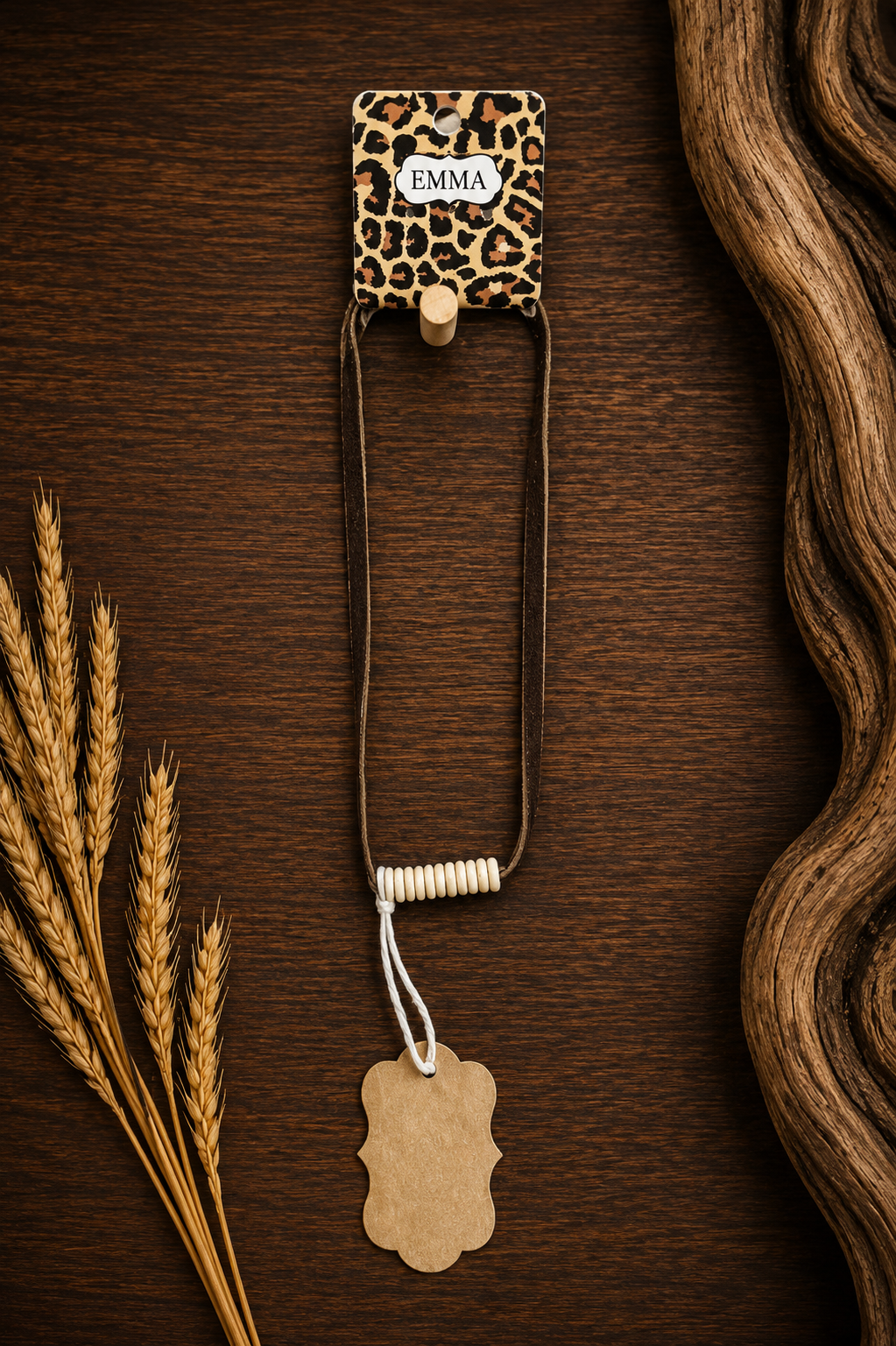 Faux Leather and Squash Blossom Necklace